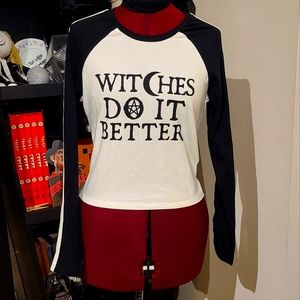 Witchy Blackcraft Cropped Long Sleeve Top